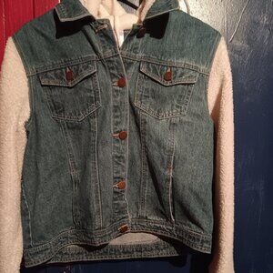 No Boundaries Sherpa Hooded Jean Jacket Junior's